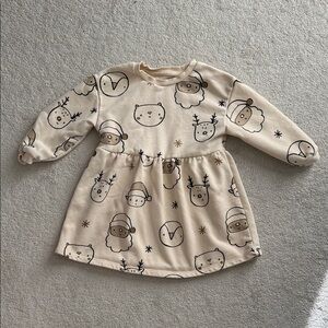Adorable Cream Kids Dress with Cute holiday Print, size 2T